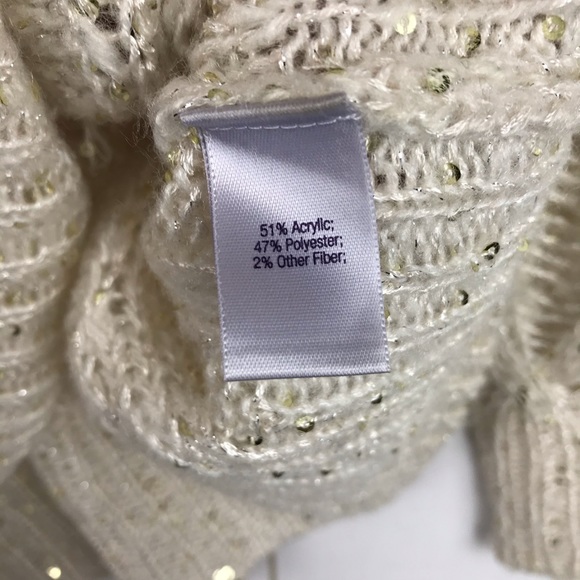 Jennifer Lopez Beige Sequin Pullover Sweater S - Picture 6 of 6